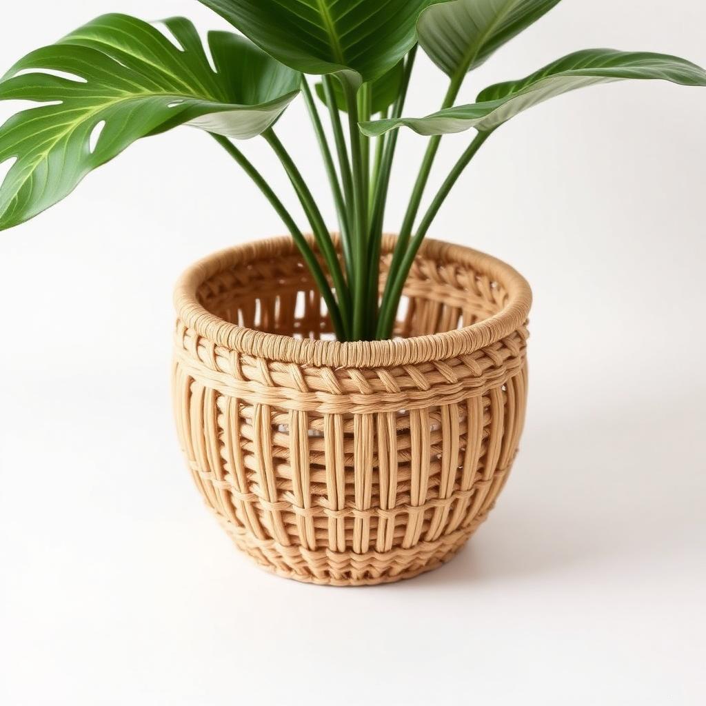 Rattan Weave Round Planter